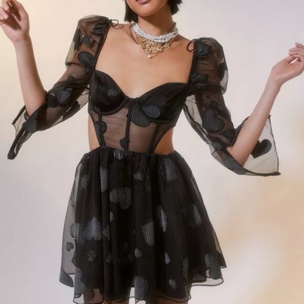 For Love And Lemons Black Heart Mini Dress
